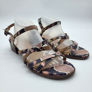 Madewell snake print strappy low block heel sandal Size 7